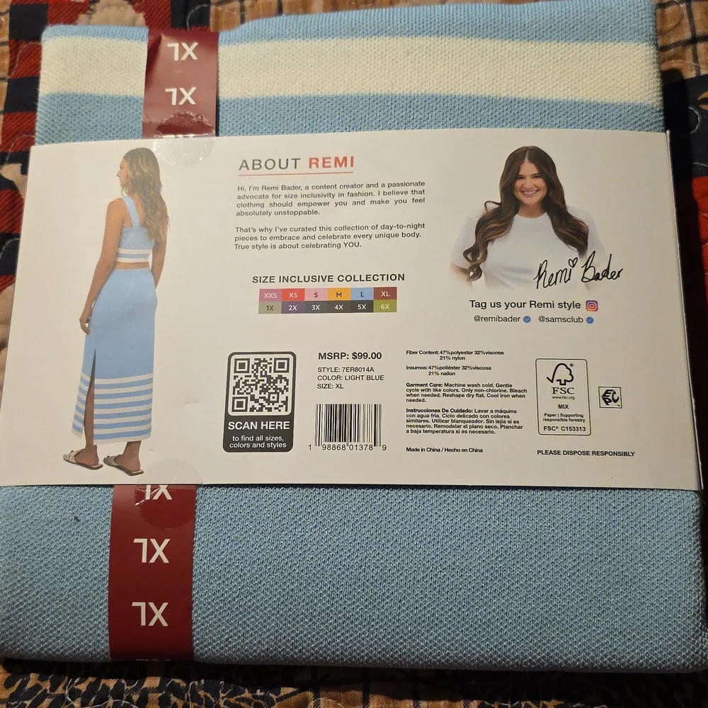 Edited By Remi Bader Blue Knit Skirt Wonens XL (New) (W257)